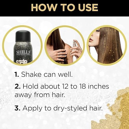KNYUC MART Glitter Hair Spray Long Lasting Shiny Unlimited Charm 100ML, (Silver) 4