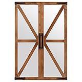 Stone & Beam Rustic Wood and Iron Barn Door Hanging Wall Mirror Decor, 30 Inch Height, Natural