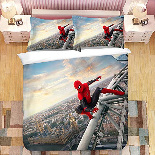 DFTY - Juego de funda nórdica y funda de almohada de 100% poliéster con diseño de Spiderman (3,173 x 218 cm)