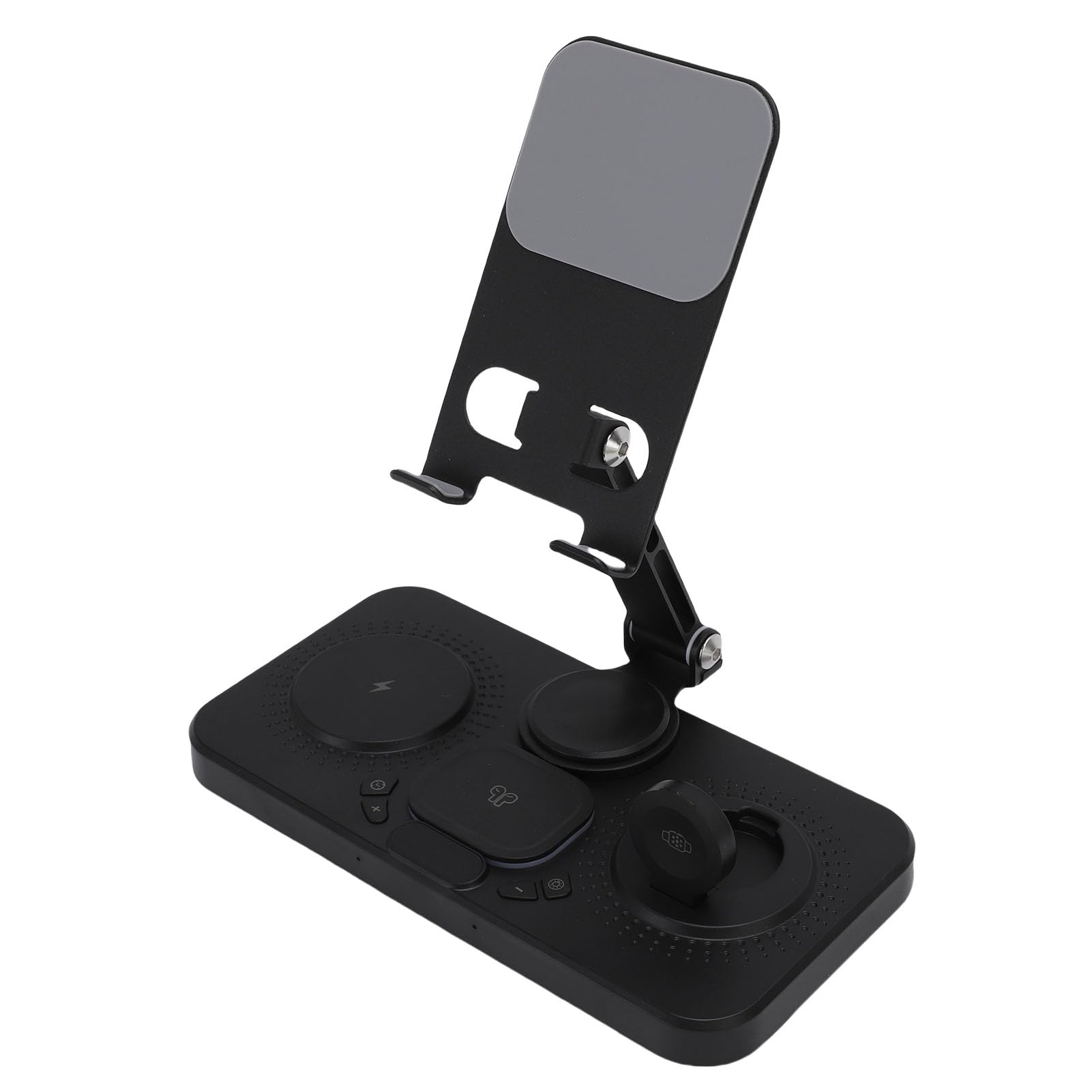 Haofy Caricabatterie Wireless Pieghevole da 15 W per Dispositivi IOS con Sveglia e Illuminazione a 6 Colori per Comodino (BLACK)
