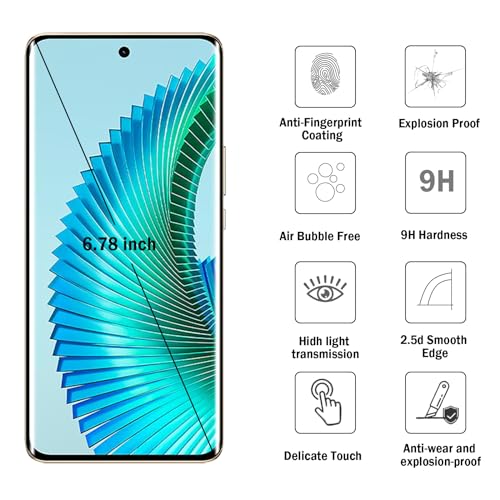 Natbok 2 Pack 3D Tempered Glass for Honor Magic 6 Lite Screen Protector,9H Hardness,Ultra Resistant,Anti-Fingerprints,No Bubbles,HD-Clear,Full Coverage Phone Film for Honor Magic 6 Lite - Image 2