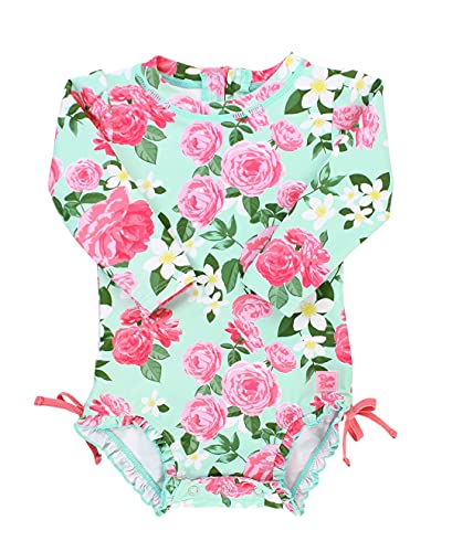 RuffleButtsÂ® Baby/Toddler Girls Rosy Sweetheart One Piece Rash Guard - 18-24m