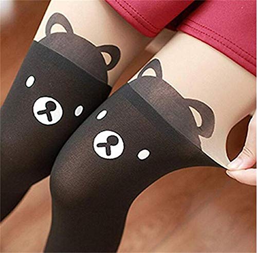 Monvecle Girl Tight Cartoon Tail Hosiery Pantyhose Legging Mock Knee Nude High Tattoo Stockings3