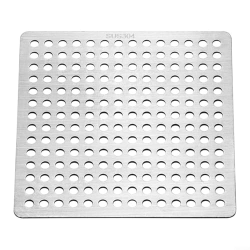 Bulevisiter Cubierta cuadrada de acero inoxidable para desagüe de ducha, colector de pelo para fregadero de baño, drenaje de fregadero, diseño antideslizante, fácil de instalar, antioxidante