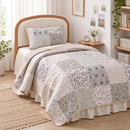Exclusivo Mezcla Reversible Boho Quilts Twin Size Gray