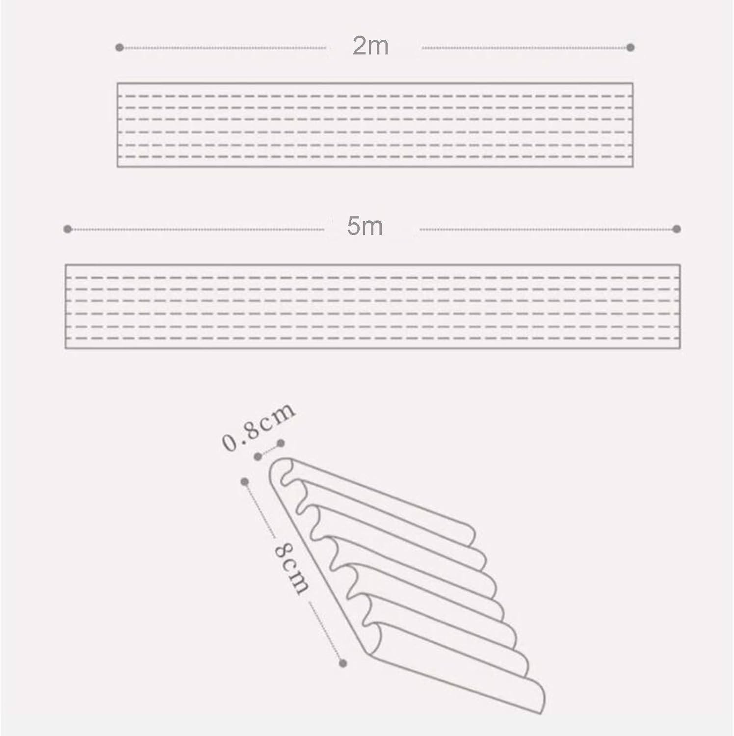 Esquineros, Bordes de Espuma, Adhesivos for Esquinas o Protectores, Multicolor, 8 cm x 0,8 cm, Varias Longitudes