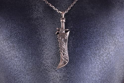 Pendentif lame courbe KAMBO en argent pour look rock homme