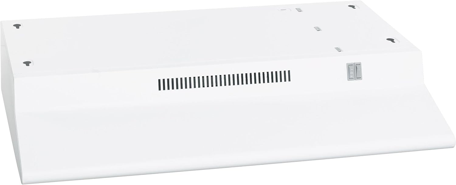 GE Under Cabinet Range Hood | 30-Inch Kitchen Exhaust Fan with 2 Speeds, Cooktop Lighting & Included Filter | Kitchen Essentials | Top or Rear Exhaust Capability | Non-Vented | 170 CFM | White