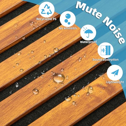 Image of Art3d 94 x 12.6 Inch Acoustic Lightweight Slat Wall Panel, 4-Piece, Teak