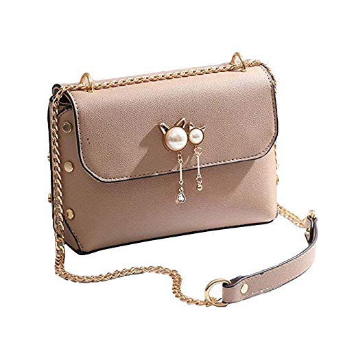 Sac à bandoulière en chaîne des Quatre Saisons pour femme en simili cuir noir