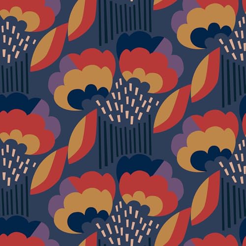 NuWallpaper x Megan Carter Retro Esme Navy Peel and Stick Wallpaper, MCS6400