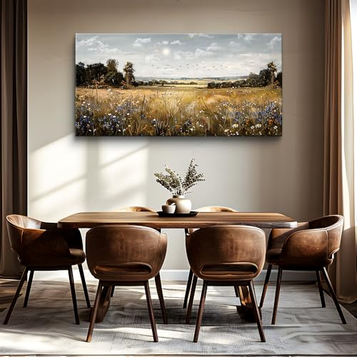 KELIYUAN Canvas Wall Art For Living Room Farmhouse Wall Decor For Bedroom Office Decorations Field Scenery Painting Countryside Wall Pictures Artwork Modern Ready To Hang Home Decor 20"X40"