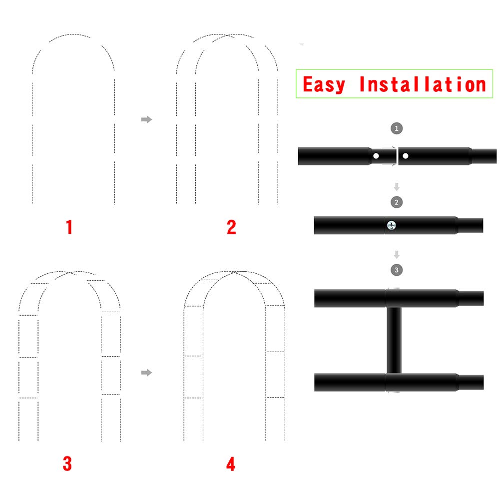 Arche de Jardin en métal pour Fleurs, Support à Roses, Arche Robuste pour Balcon ou allée, 220/300/180 x 230 cm