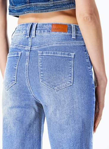 Sidefeel Women's Wide Leg Jeans Casual High Waisted Straight Zimbaplatinum Denim Pants with Pockets - Image 7