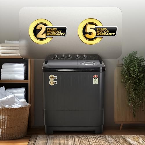 Image of SHARP 8.0 kg, 5 star Semi-Automatic Top Loading Washing Machine with Quadroniq Pulsator, Wave Dry Ring, 300 RPM (ES-SD80NB-TS, Steel Grey, Pure Wave+)