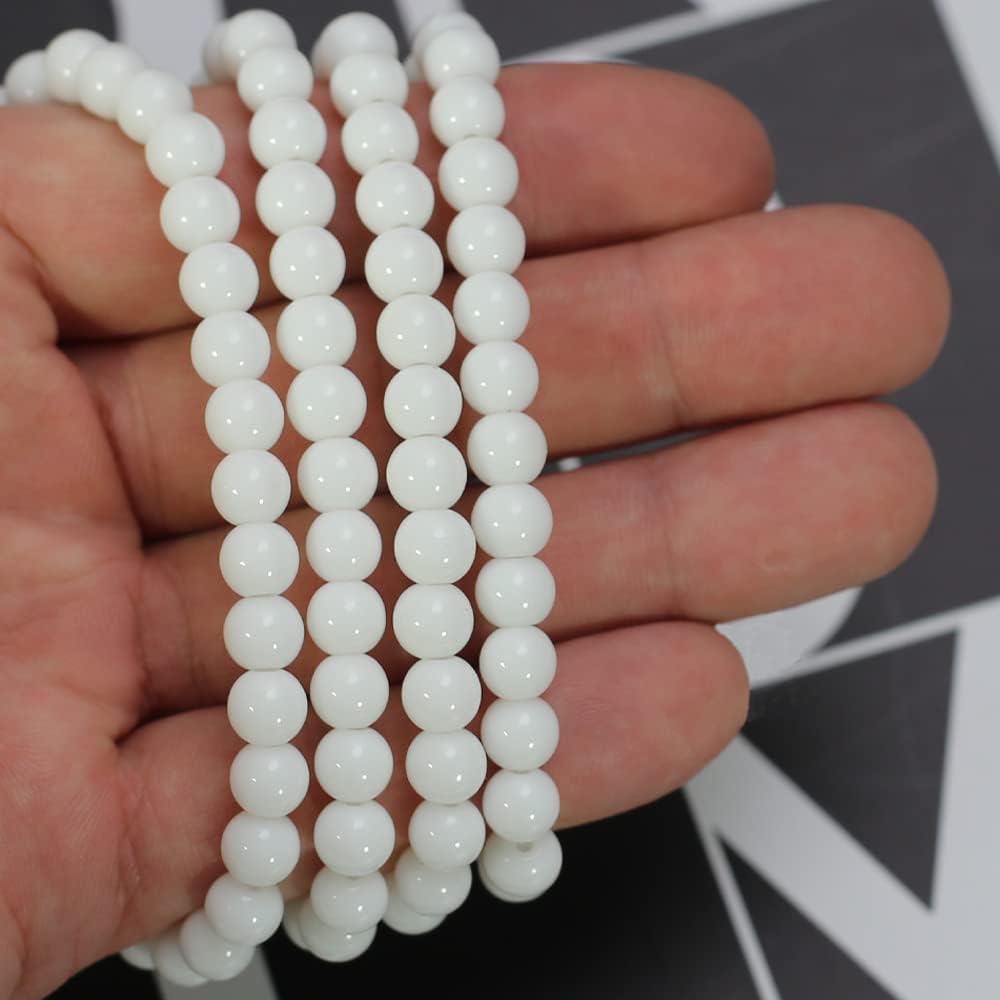 160PCS White Glass Beads Handcrafted 10mm Round Lampwork Smooth Loose Bracelet Beads for DIY Jewelry Making - Image 4