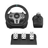 PXN PC Steering Wheel&comma; V9 Universal Usb Car Sim 270&sol;900 Degree Race Steering Wheel with 3-Pedals and Shifter Bundle for PC&comma; Xbox One&comma; Xbox Series X&sol;S&comma; PS4&comma; PS3&comma; Switch &lpar;Black&rpar;