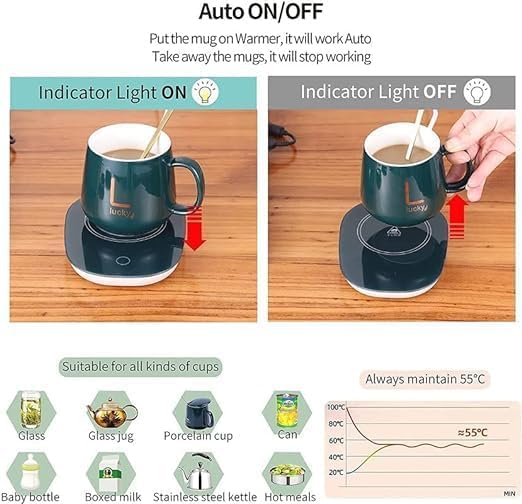 Image of Ashtabal Home Coffee Mug Warmer, Electric Coffee Warmer for Desk with Auto Shut Off and Cup Spoon, Smart Cup Warmer for Warming & Heating Coffee, Beverage, Milk, Tea and Hot Chocolate