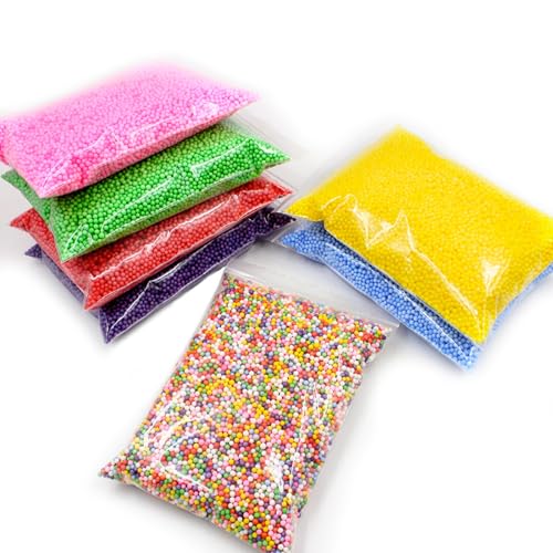 Tokaneit 6er Pack Mini Styroporkugeln, Micro Slime Schaum Kugeln Perlen, Schleim-Perlen, Styroporschaum Kugeln Füllstoff Perlen Dekor, für den Schleim DIY Geschenkverpackungen