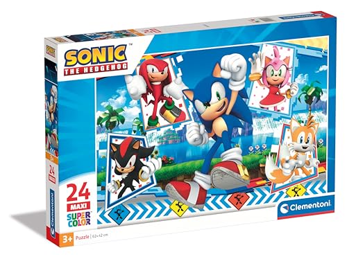 Clementoni Puzzle Sonic 24 Maxi Pièces Supercolor Puzzle pour Enfants Fabriqué en Italie 28526 - vue 2
