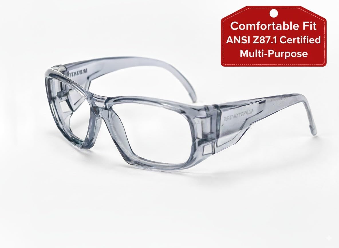 TITANIUM - Safety Glasses Protective Eyewear for Men and Women - ANSI z87.1 Safety Glasses - Impact Resistant, Comfortable Eye Protection for Industrial, Construction, Consumer, and Sports image 3 of 9 B0F9XQM7FL