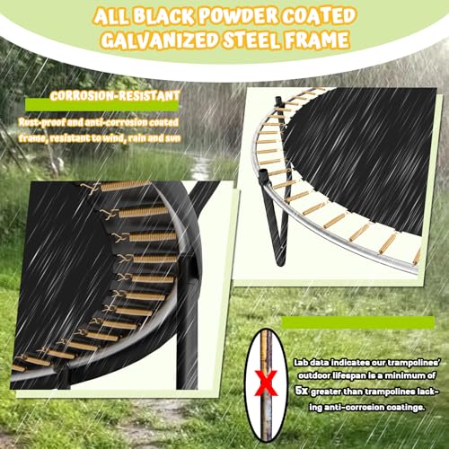 ACWARM HOME Trampoline Outdoor 14FT Trampoline with Safety Net - Recreational Trampolines for Kids and Adults - Anti-Rust Coated Frame - ASTM Approved - Black - Thumbnail 6