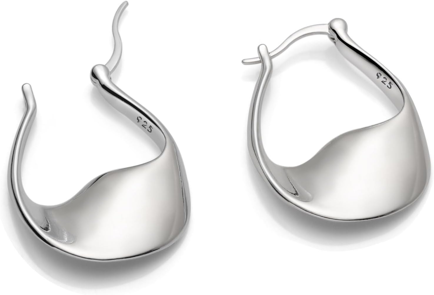 925 Sterling Silver Earrings Silver Hoop Earrings for Women Small Huggie Hoops, Lightweight Chunky Hoops, Hypoallergenic Nickel-Free Elegant Everyday Jewelry, Dainty Silver Earrings for Gifts