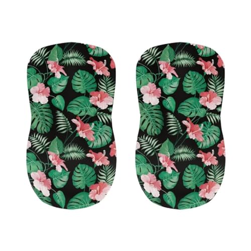 Image of Bar Stool Covers with Backs,Tropical Leaf 2 Pack Stretch Bar Stool Chair Covers, Washable Bar Chair Covers Swivel Barstool Covers Slipcovers with Back for Low Short Back Chair