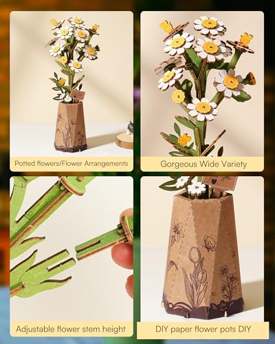 ROBOTIME Puzzle 3D Fleurs En Bois – Maquette à Construire – Décoration Intérieure & Cadeau Femme