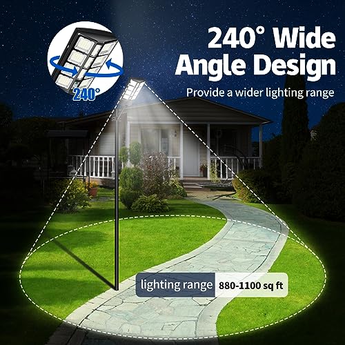 Image of Solar Street Lights Outdoor - 2 Pack 1800W Solar Parking Lot Lights, 7000K LED Solar Lights, Dusk to Dawn, Motion Sensor, IP65 Waterproof Solar Lights with Remote Control