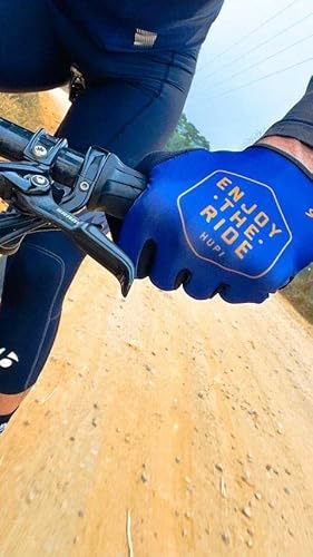 Luva Ciclismo Hupi Dedo Longo Enjoy, Cor: Azul/alaranjado, Tamanho: P