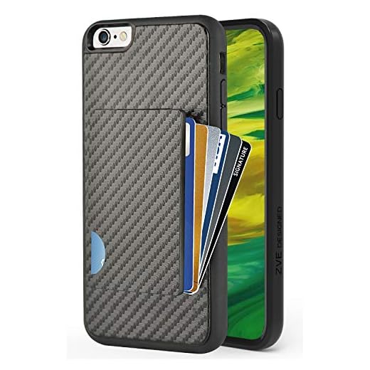 iPhone 6 Wallet Case, iPhone 6s Card Holder Case, ZVEdeng Shockproof iPhone 6 Credit Card Case with Carbon Fiber Design Slim Protective Wallet Cover for Apple iPhone 6 and iPhone 6s 4.7 Inch Black