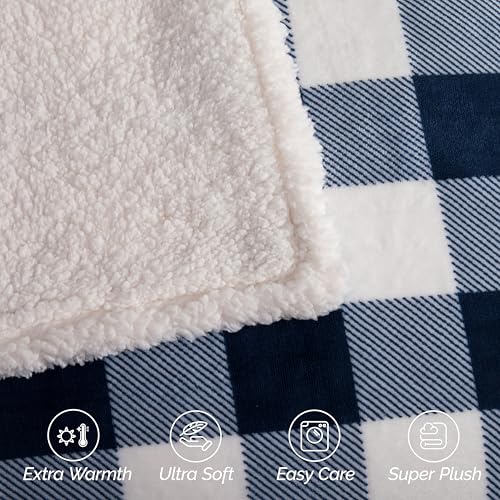 Couverture réversible flanelle sherpa plaid jeté molleton chaud - 7