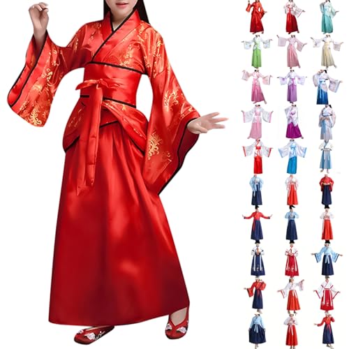 Générique Hanfu Costume Traditionnel Chinois pour Fille Ancien Costumes Accessoires avec Jupe midi Halloween Déguisement Carnaval Cosplay Enfants Tenues Nationales...
