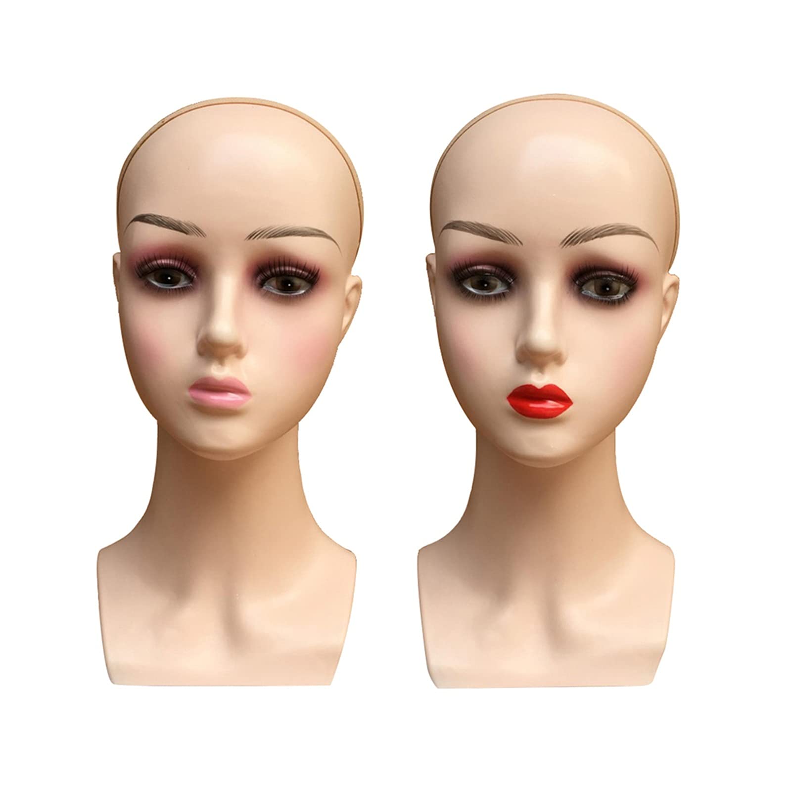 Kobieta profesjonalna kosmetologia łysa manekin głowa do tworzenia peruk, wyświetlanie peruk, okulary, włosy z WIG Net Cap(Pink Lips)