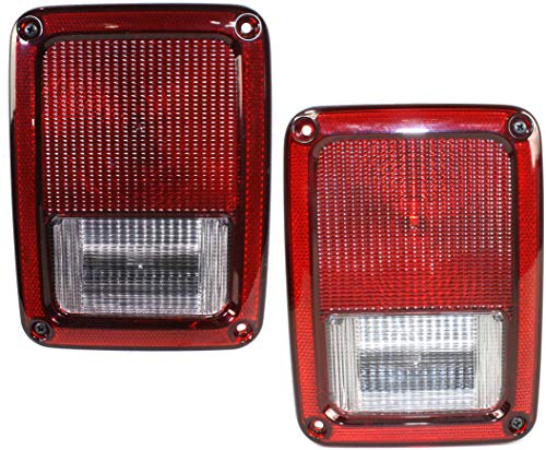 Evan Fischer Tail Light Set of 2 Compatible With 2007-2017 Jeep Wrangler, Fits 2018 Jeep Wrangler JK OE comparable Driver and Passenger Side