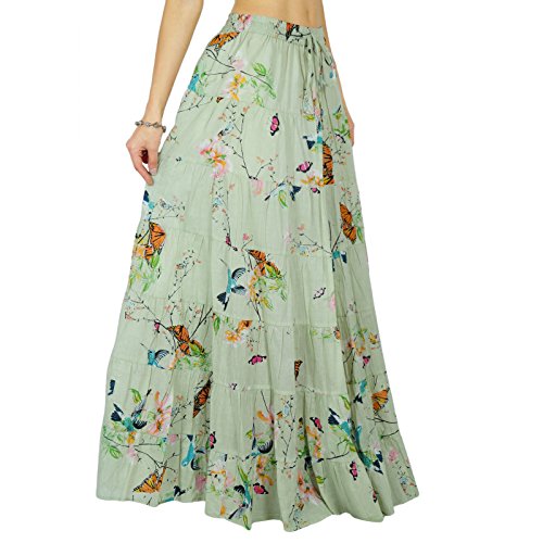 Printed Long Maxi Cotton Beach Wear Skirt for Women Elastic Waist Skirt Summer Wear4