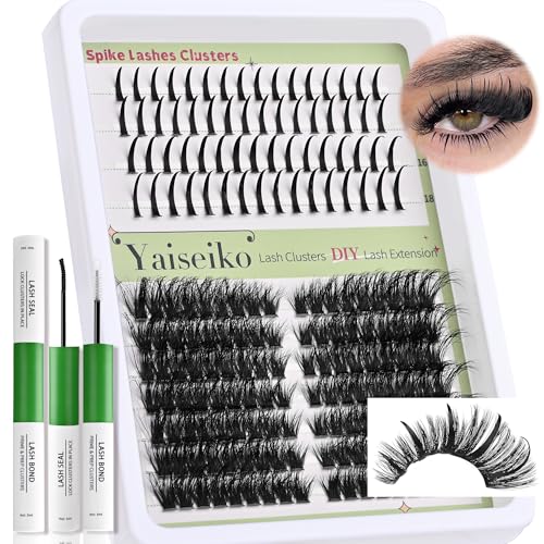 Lash Clusters with Spike Manga Lash Clusters Kit Spiky Lash Extension Individual Lashes Cluster Eyelash Extensions Left and Right Eye Manga Lashes Clusters Wispy Eyelash Clusters Kit(80D,8-16MM)
