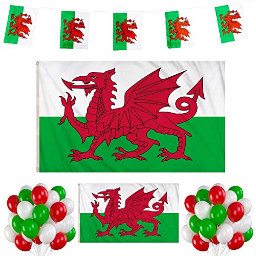Wales Support Party Pack Total 28Pcs Including 8x5 Flag, 5x3 Flag