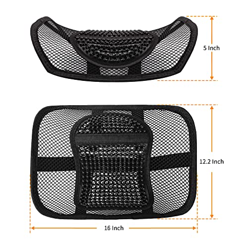 Samyoung 2 Pack Mesh Back Lumbar Support, Back Support Seat Cushion With Breathable Mesh For Office Chairs Car 12” X 16” #TOP6