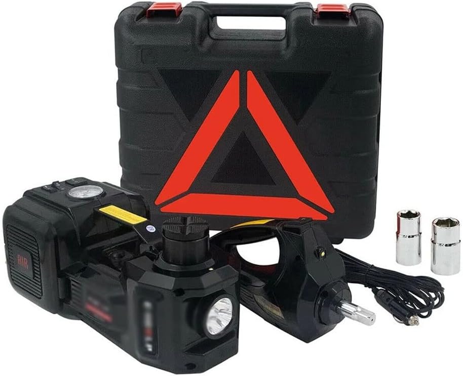 3 in 1 5T DC12V Car Repair Tool Emergency Kit Black Electric Car Jack Hydraulic Car Jack with Wrench and Compressor