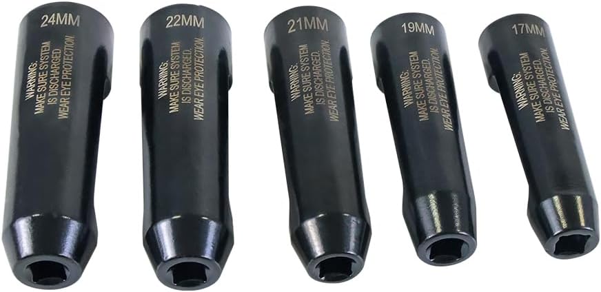 5Pcs 12090 Line Socket Set Compatible with Ford Fuel Line Socket Tool,17mm 19mm 21mm 22mm 24mm Compatible with Audi Compatible with VW Compatible with BMW 3/8" Drive Fuel Line Flare Tools