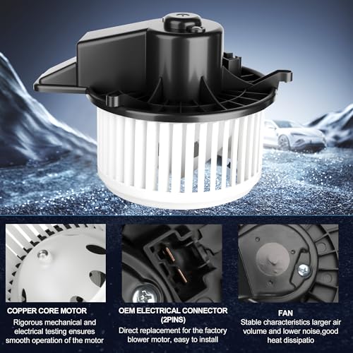 Image of 68029719AB HVAC Heater Blower Motor Compatible with Jeep, for Dodge, for Chrysler Vehicles: Grand Cherokee, Durango 2011-2021, Grand Caravan 2008-2020, Town & Country 2008-2016, Front Side