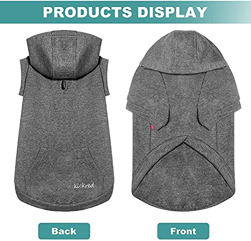 Kickred Basic Dog Hoodie Sweatshirts, Pet Clothes Hoodies Sweater With Hat And Leash Hole, Soft Cotton Outfit Coat For Large Medium Small Dogs, M #TOP1