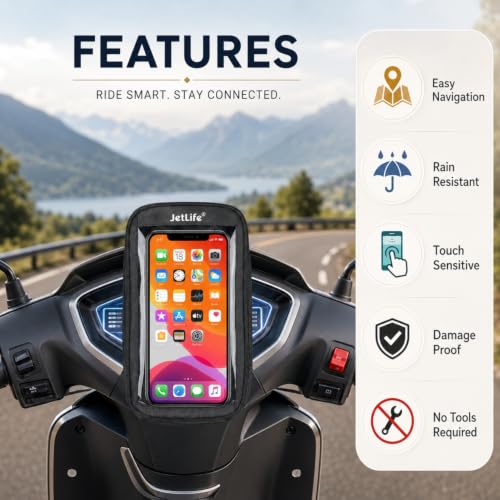 Image of JETLIFE Premium Mobile Holder X2 for Scooters Scooty's Like Activa Jupiter EV (Carbon Black)