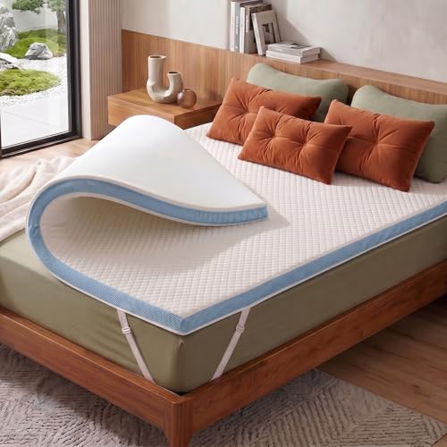 Image of Marsail 3 Inch King Size Cooling Gel Memory Foam Mattress Topper, Soft Breathable Cover, CertiPUR-US and Oeko-TEX Certified, Comfort Pad for Sofa, RV, Camping