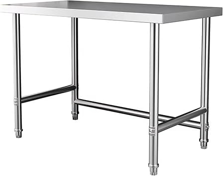 Commercial Countertop Stainless Steel Work Table Kitchen Workbench All Stainless Steel Workbench Stainless Steel Countertop Open Storage Single Layer 201 Stainless Steel with Anti-Slip Legs