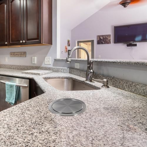 Image of Zerodeko Stainless Steel Trash can Lid Recessed Built-in Countertop Flap Cover for Kitchen and Bathroom Garbage Bin 9.37 Inch
