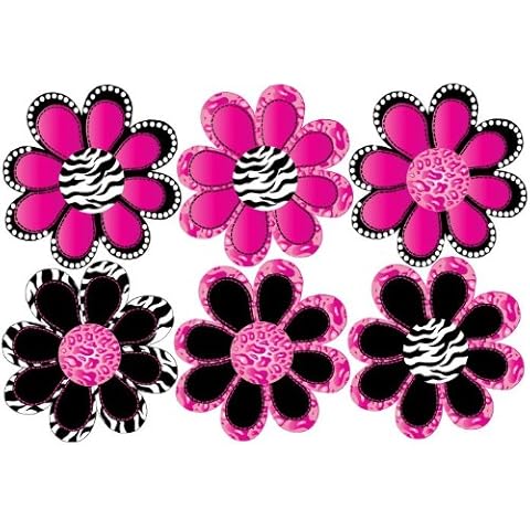 Hot Pink Zebra and Leopard Print Animal Print Octi- Petal Flower Wall Stickers, Wall Decals Cover