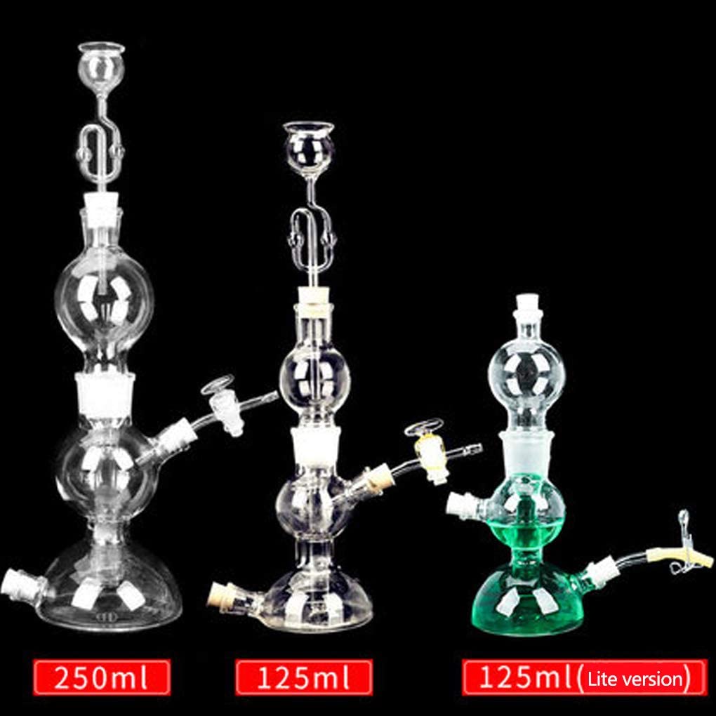 125ml/250ml Kipp Wasserstoff-Gasgenerator Kipp's Apparate Labor Glas Glaswaren Kit